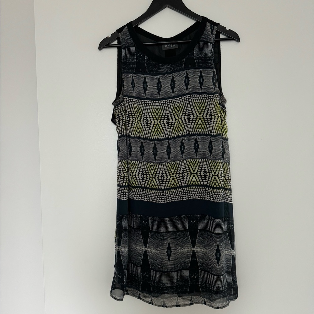 ASTR Tribal Print Black Racerback Mini Dress